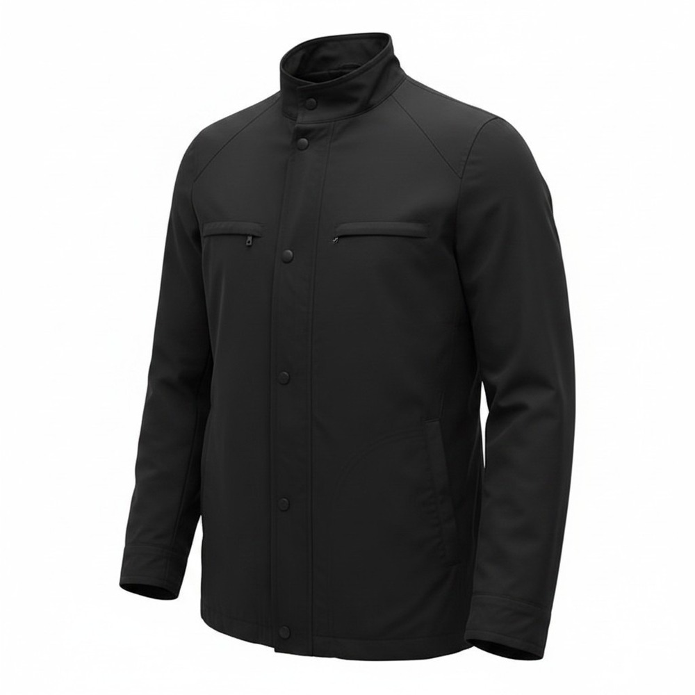 Sanyo Field Jacket Mens XL Black Utility Coat Full Zip Snap Mock Neck Outerwear